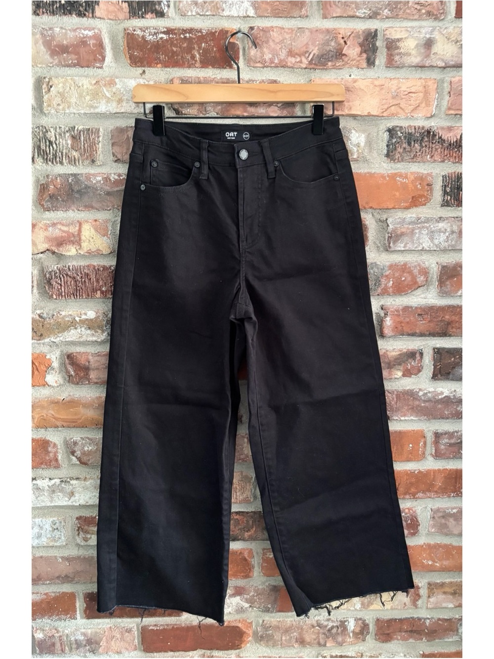 OAT New York Black Wide Leg Crop Jeans, 4